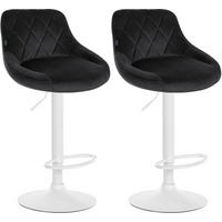 BARHOCKER 2er Set Samt schwarz - Schwarz/Weiß, Textil/Metall (46/83/49cm) - CLP