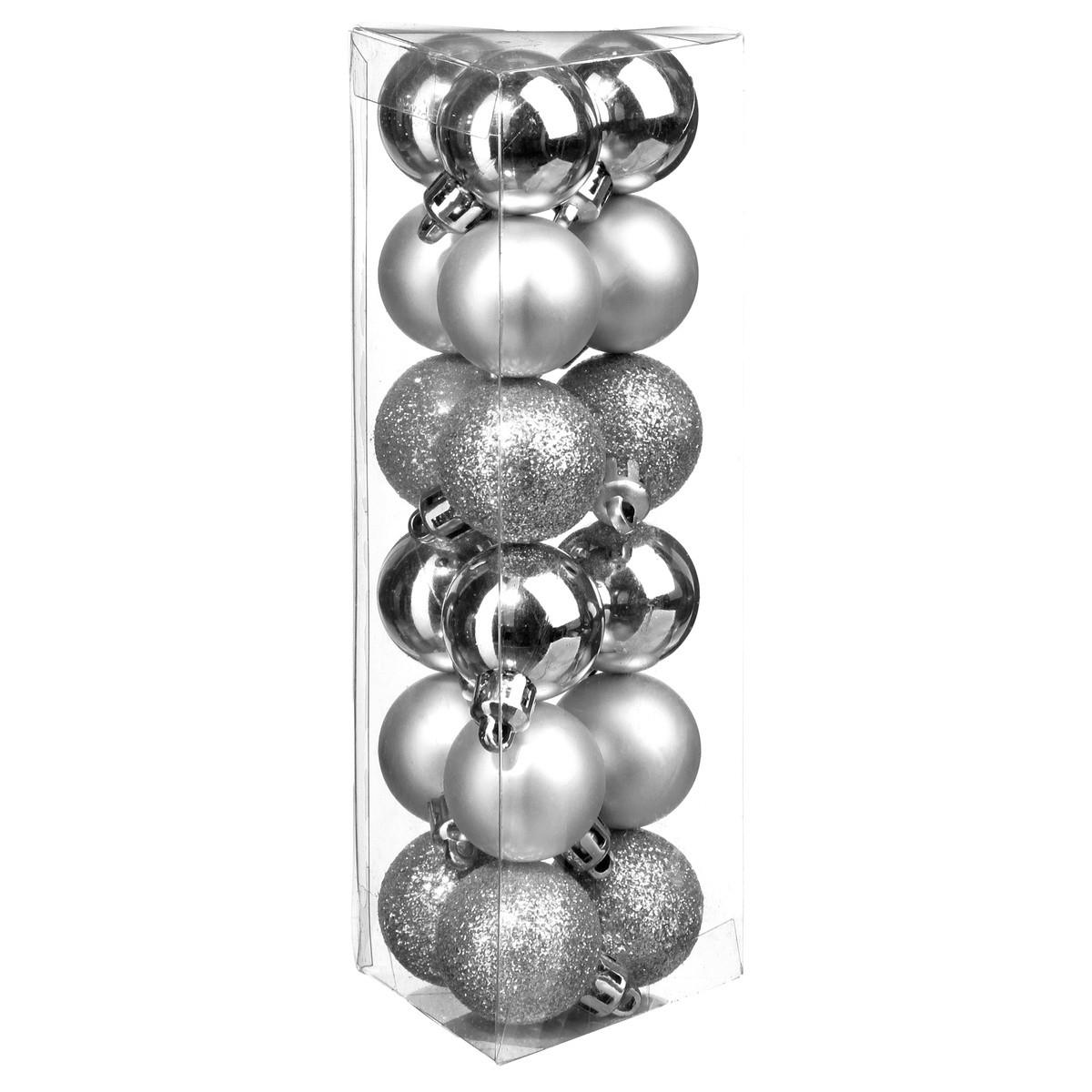 WEIHNACHTSKUGELN Kunststoff Ø 3 cm, 18er-Set - Silberfarben, Kunststoff (3/4.2/3cm) - Fééric Lights and Christmas