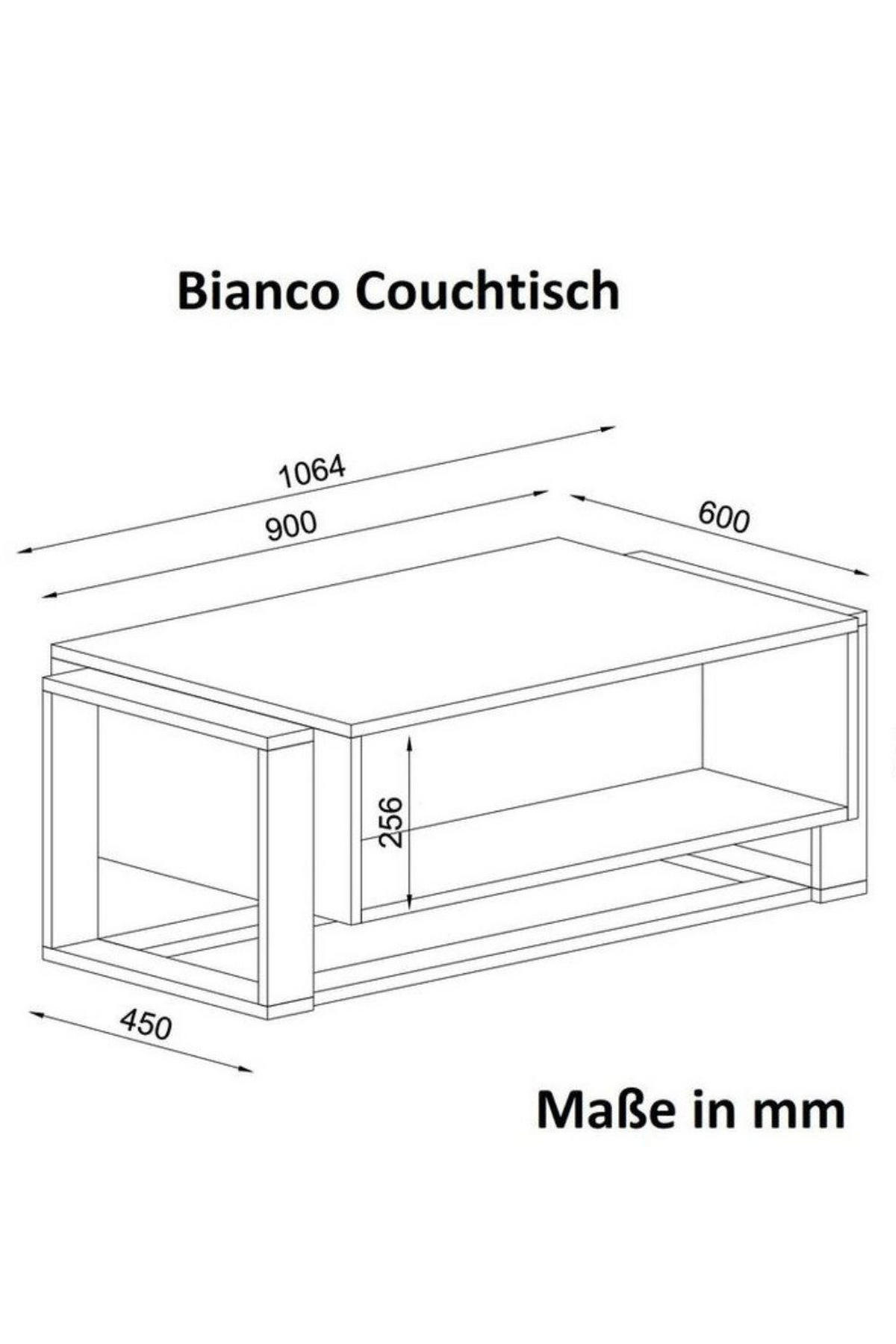 COUCHTISCH Braun/Dunkelgrau, Gold-Akzent Wohnzimmertisch - Weiß, Holzwerkstoff (60/107/41cm) - Ibonto