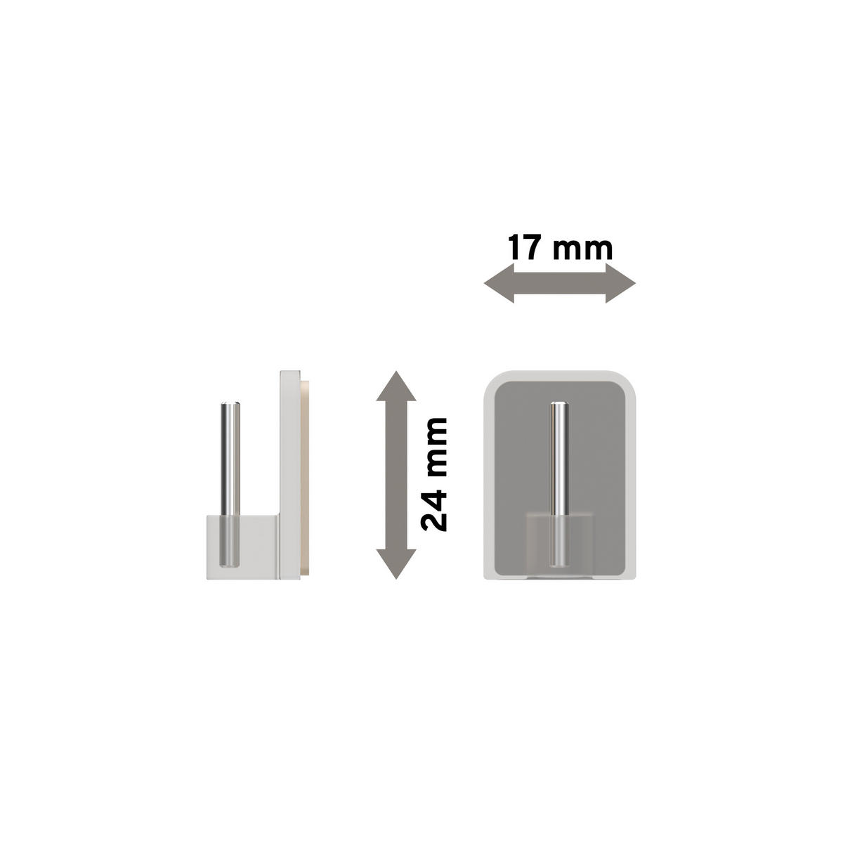 KLEBEHAKEN MIT METALLSTIFT für Vitragestangen, Glasklar, Packung 4 Stück - Transparent, Kunststoff/Metall (1.7/2.4/1.2cm) - INTERDECO