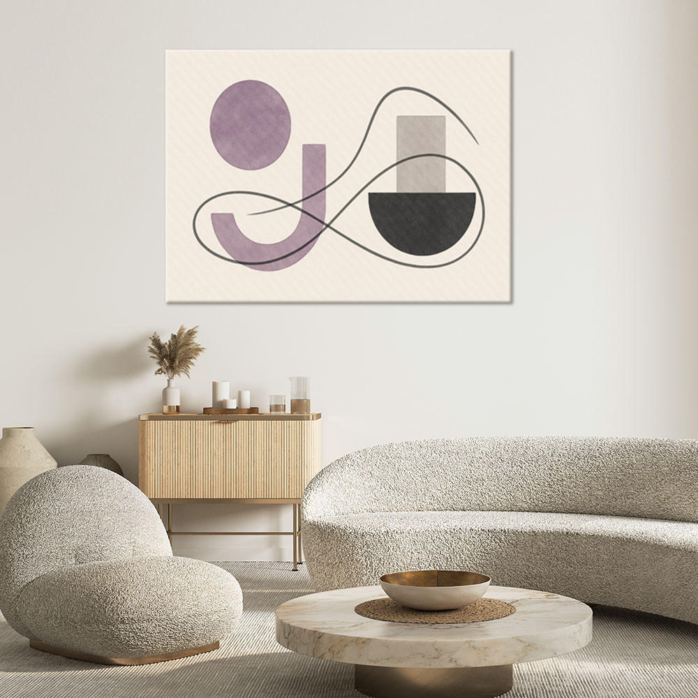 LEINWANDBILD Geometrische Formen Violett 120x80cm - Beige, Textil (120/80cm) - Feeby