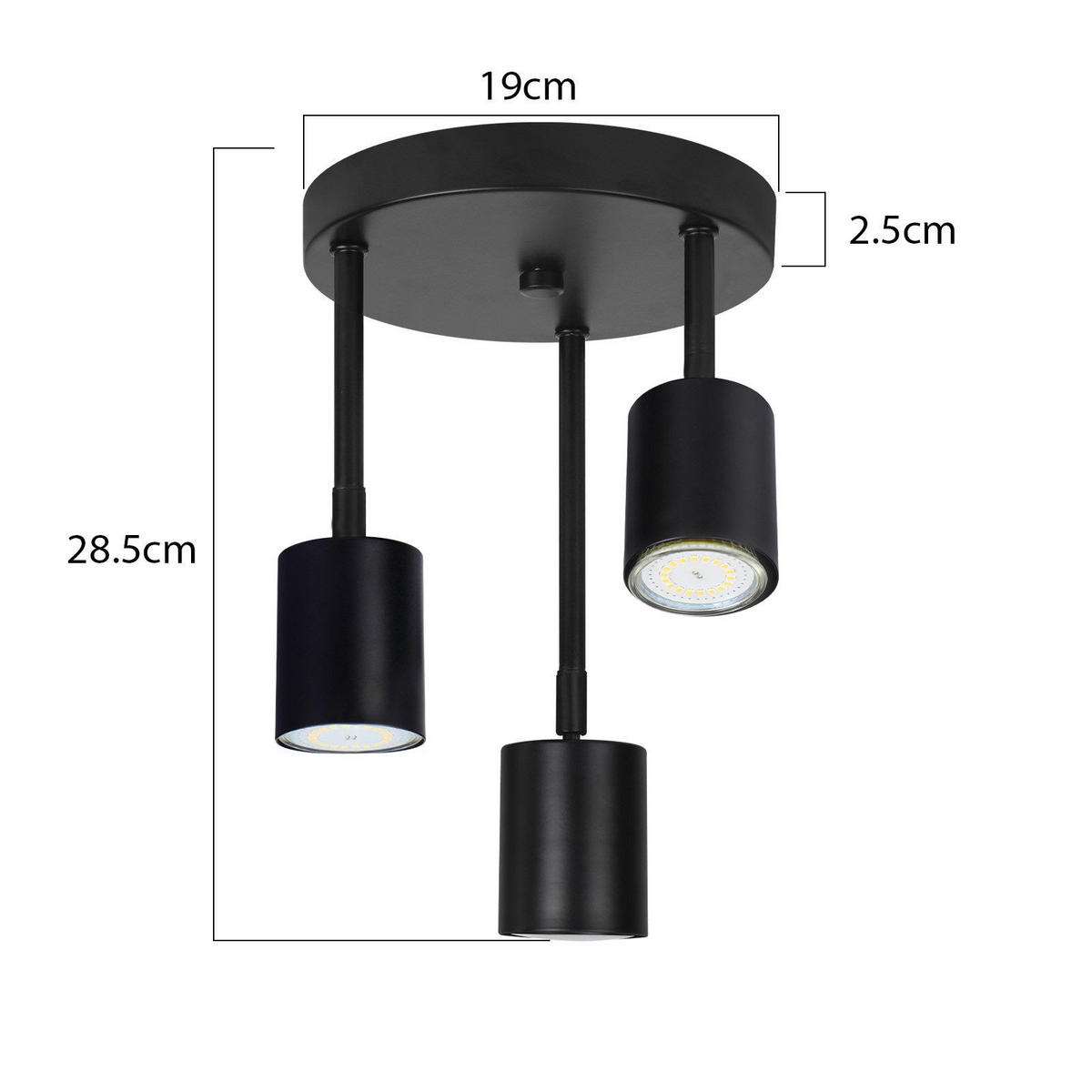 DECKENLEUCHTE Magnuson 19/19/28.5cm - Schwarz, Metall (19/19/28.5cm) - Nettlife