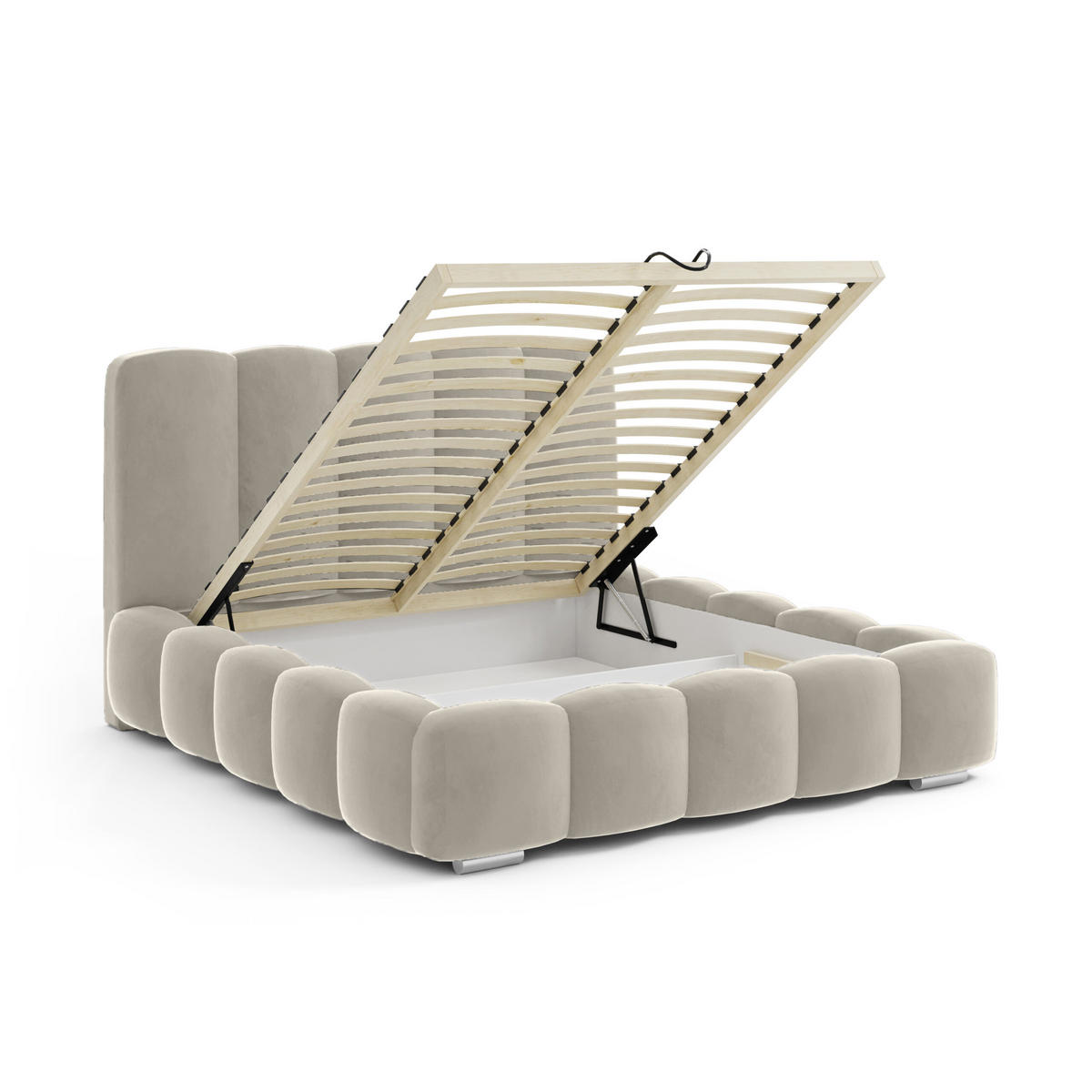 DOPPELBETT mit bettkasten Leytron 180x200 cm, Beige - Beige, Textil (180/200cm) - Fedve