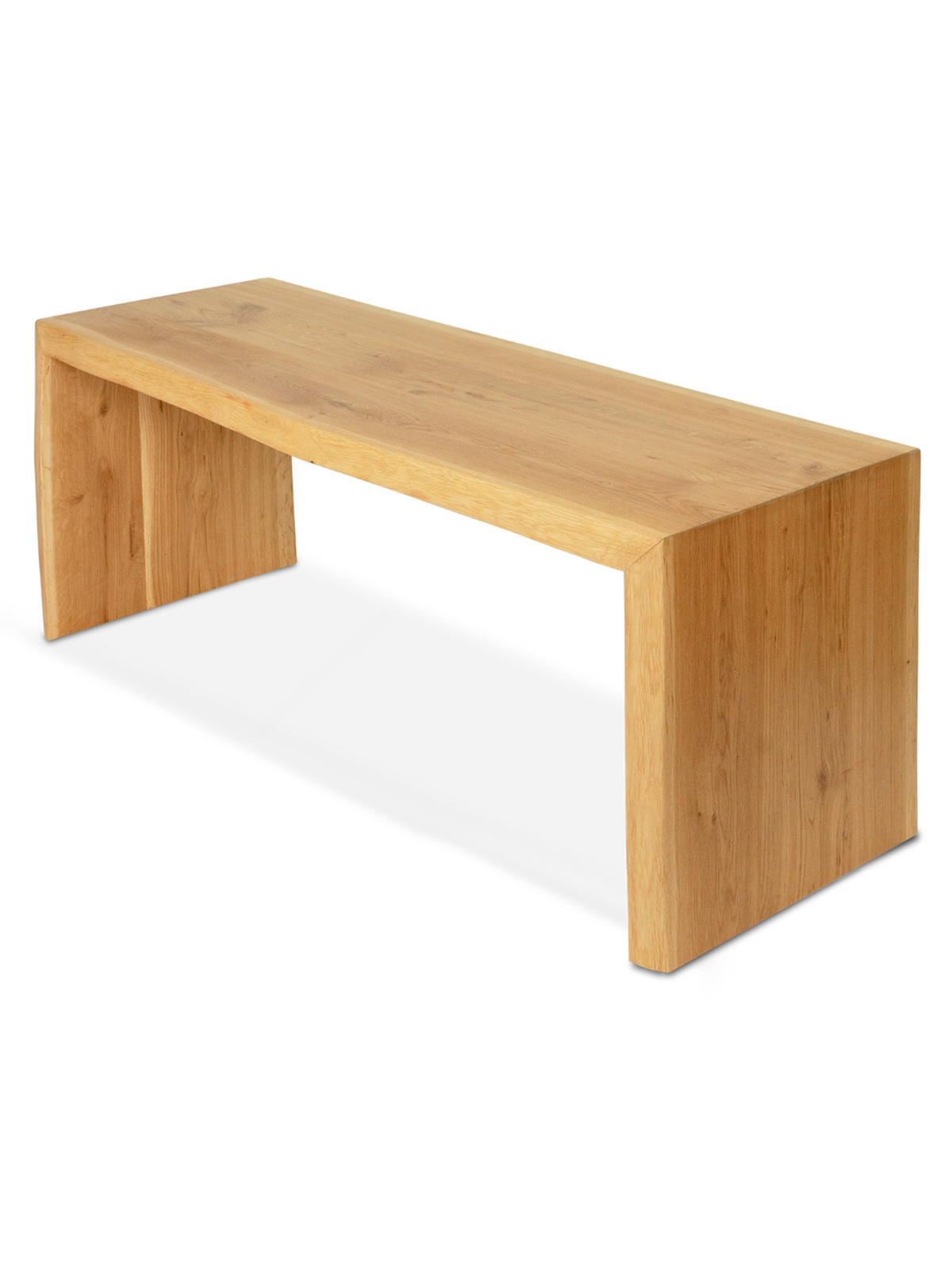 MASSIVHOLZBANK aus Eiche mit Baumkante L - Eichefarben, Holz (120/45/40cm) - holz4home