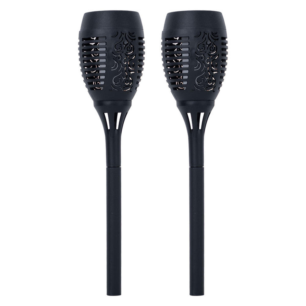 LED AUSSENLEUCHTE Solar Fackel Schwarz 2er Set - Schwarz, Kunststoff (9.5/50/9.5cm)