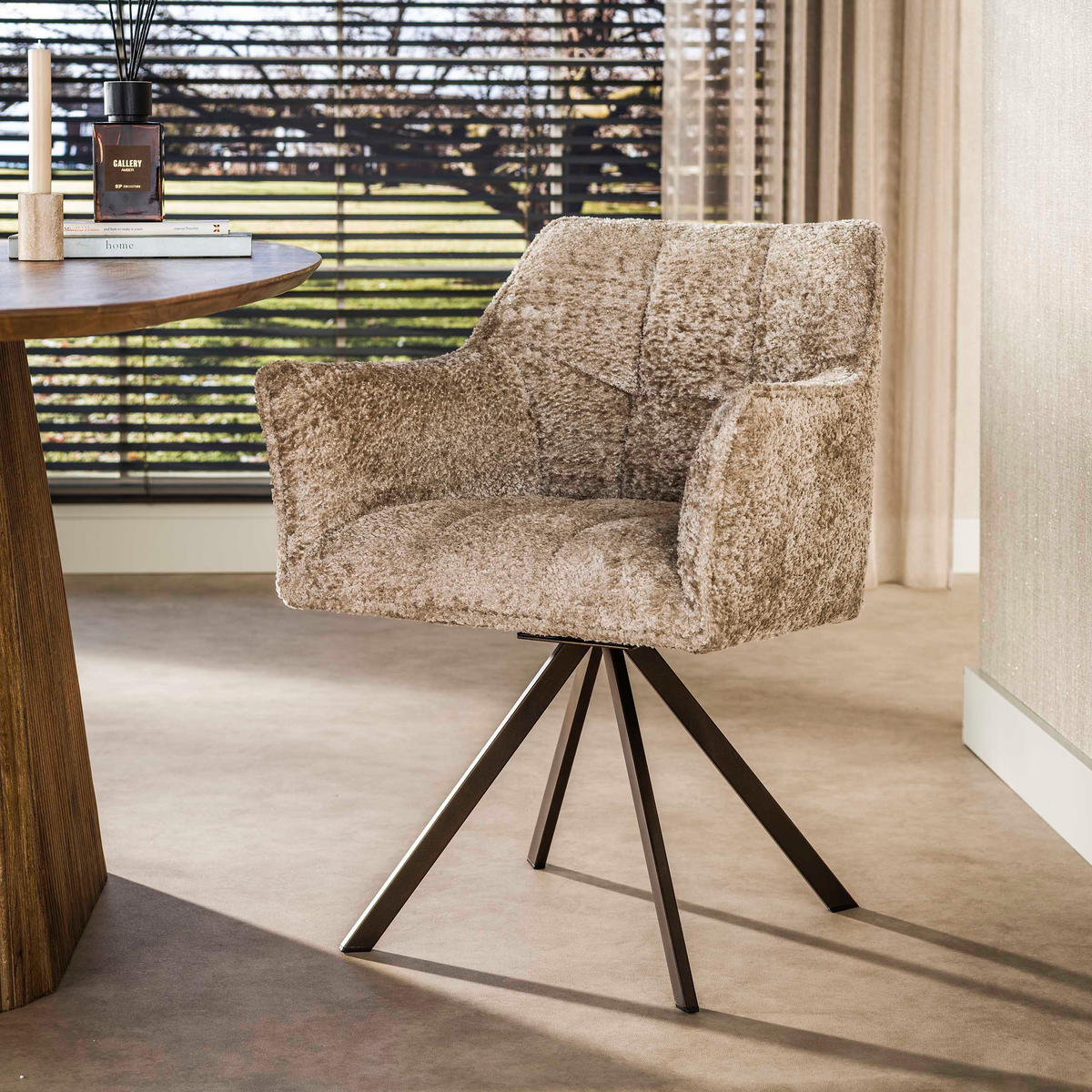 ESSZIMMERSTÜHLE Raster Beige 60/63/81 cm - 2er-Set - Beige, Textil (63/81/60cm) - Hoyz Collection