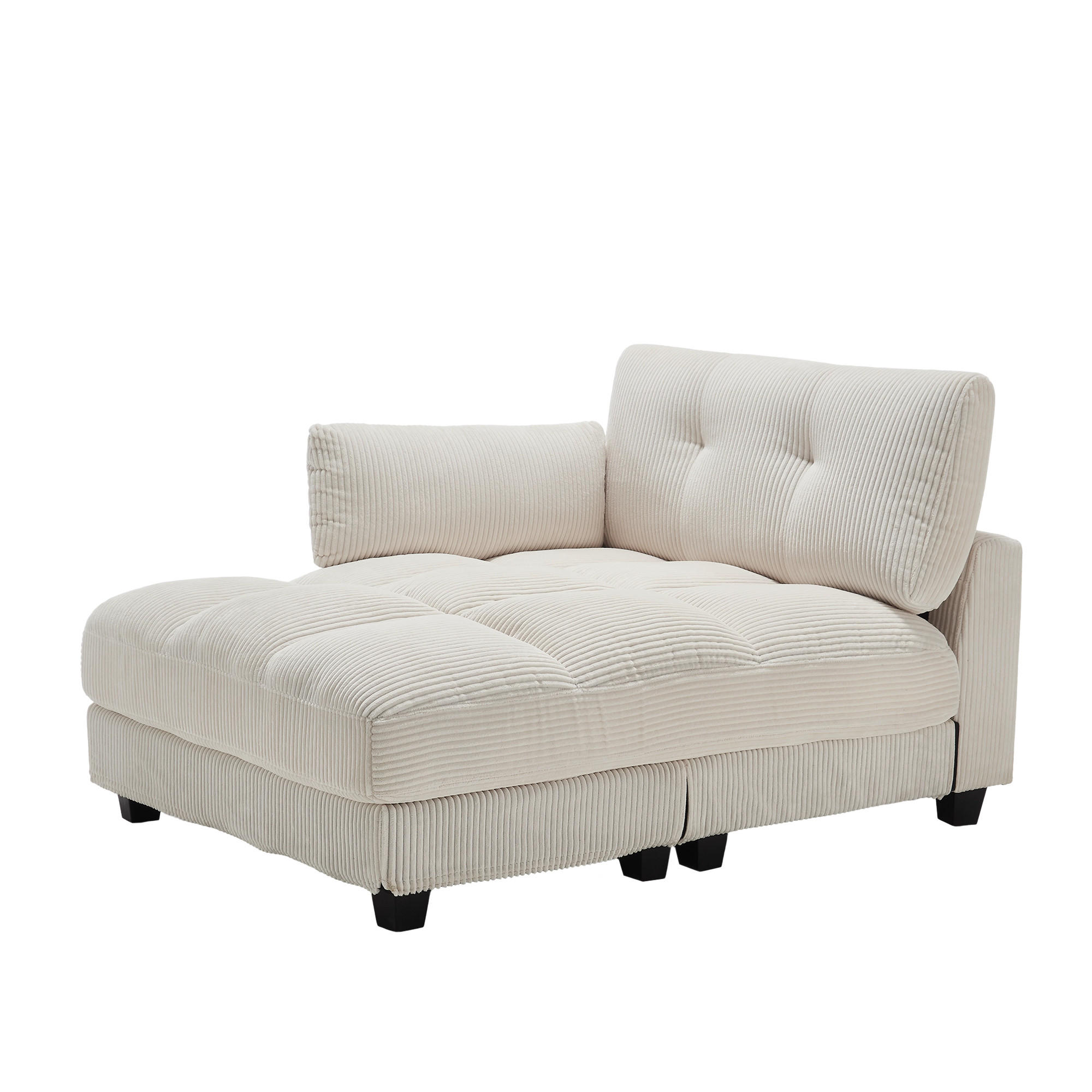 RÉCAMIERE Cord Beige mit USB, Getränkehaltern und Seitentasche - Beige, Holzwerkstoff/Kunststoff (140/81/121cm) - WISHDOR