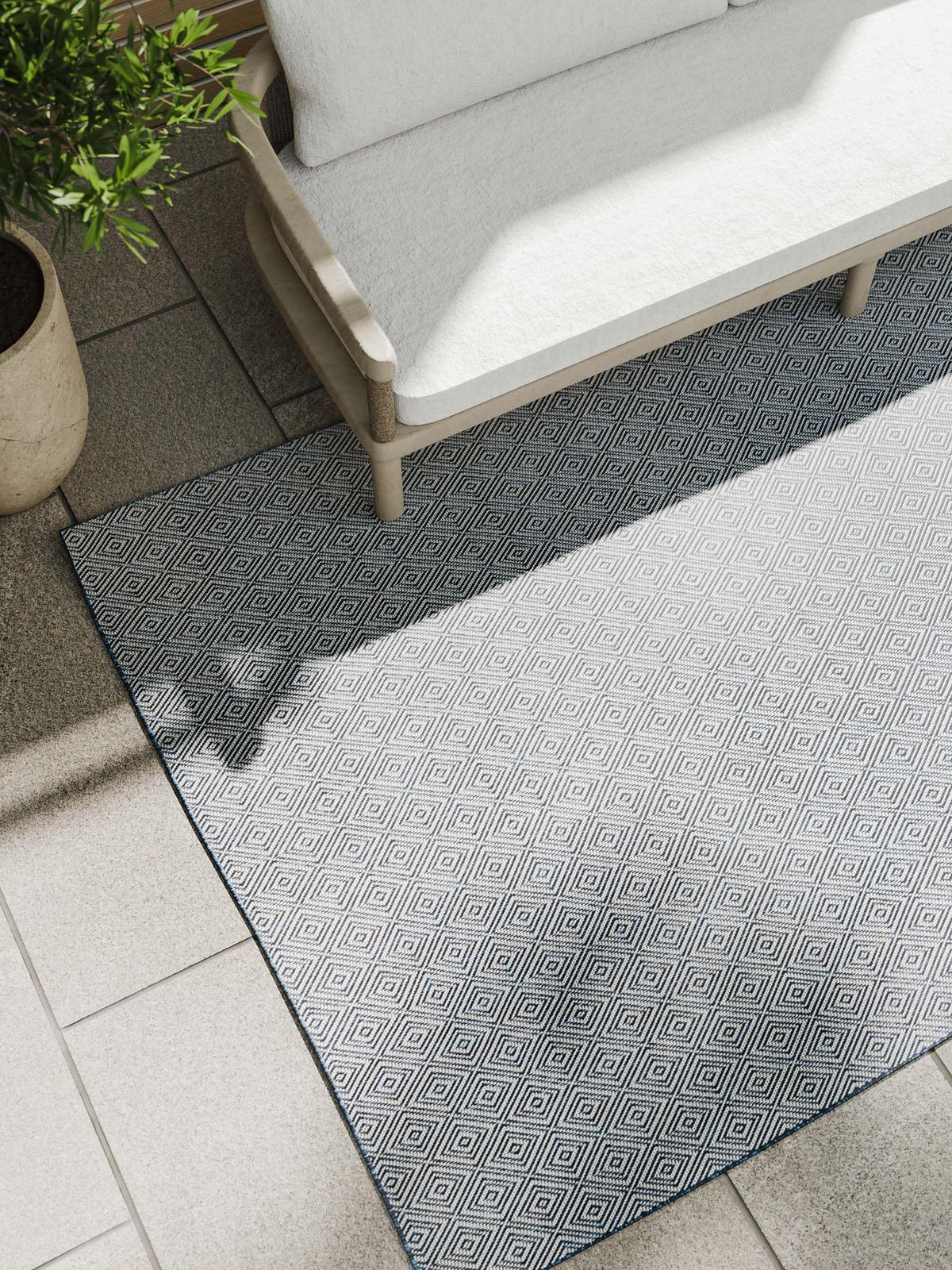 OUTDOORTEPPICH Lou Blau 140x200 cm - Blau, Kunststoff (140/200cm) - benuta