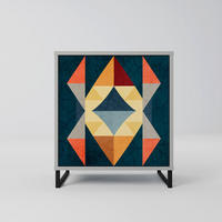 SIDEBOARD CRACKED ILLUSION, Grau, 57,5x42x67,5 cm, Schwarze Metall-Rahmenfüße - Multicolor/Schwarz, Holzwerkstoff/Metall (57.5/67.5/42cm) - SpaceRebels