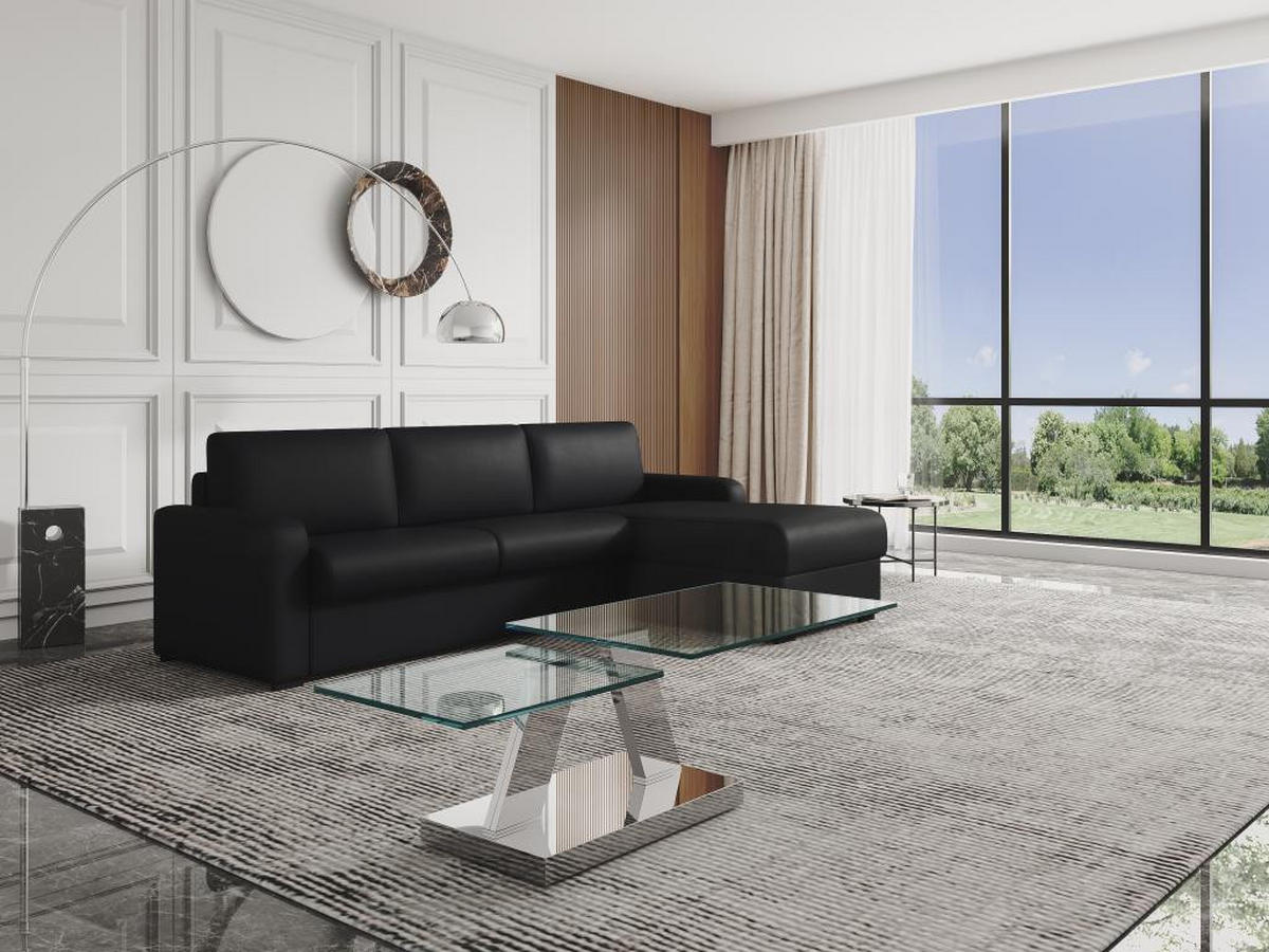 COUCHTISCH mit drehbaren Tischplatten - Sicherheitsglas & Metall - OYRUS - Transparent, Glas (155/60/43cm) - Vente-Unique