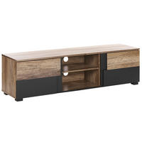 TV-MÖBEL Hellbraun, Schwarz STERLING 40/148/40 cm - Hellbraun, Holzwerkstoff (148/40/40cm) - Beliani