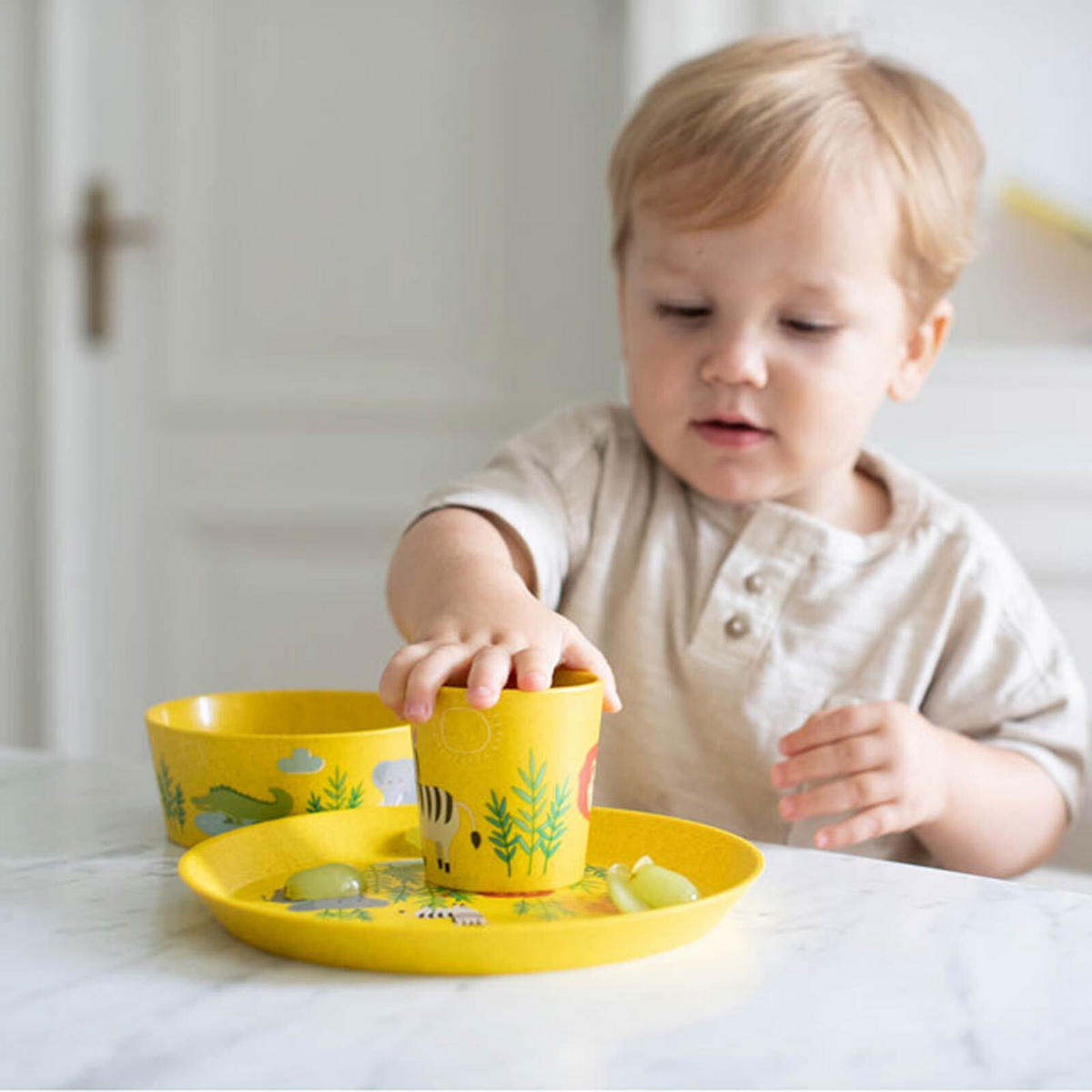 KINDERGESCHIRRSET Africa 3er Set - Gelb, Kunststoff (1/1/1cm) - Koziol