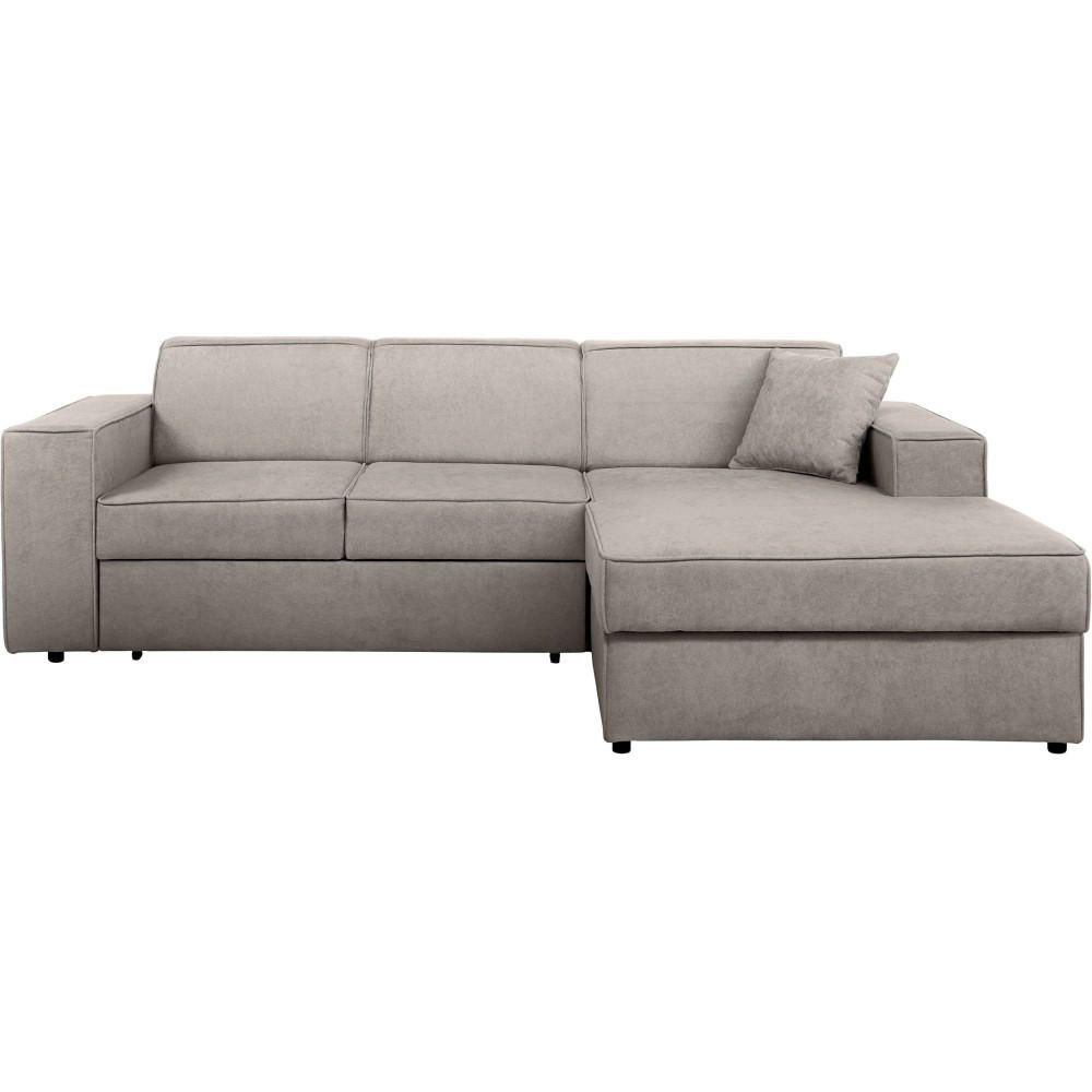 ECKSCHLAFSOFA mit Schlaffunktion Pedro L cappuccino rechts - Schwarz/Cappuccino, Kunststoff/Textil (267/160cm) - Beautysofa