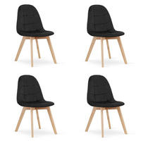 ESSZIMMERSTÜHLE 4er Set Schwarzer Stoff, gepolsterte Rückenlehne, Holzbeine, Modernes Design - Schwarz, Textil (46/84/56cm) - Best For Home