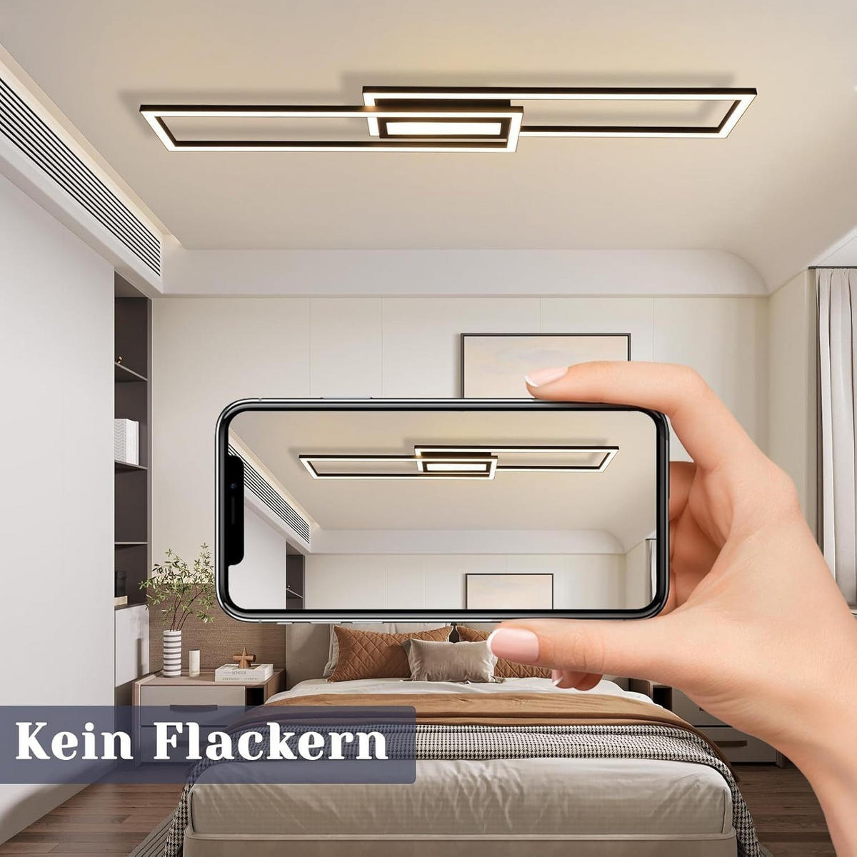 LED-DECKENLEUCHTE Falkenfluch Schwarz Metall 95/17.2/5 cm - Schwarz, Metall (95/17.2/5cm) - ZMH