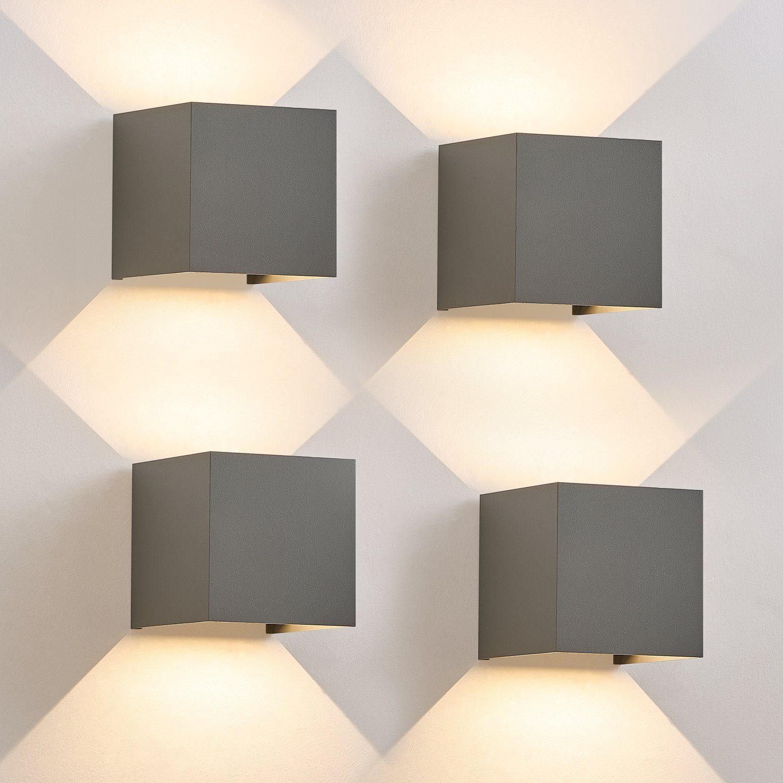 LED WANDLEUCHTE Inspiration 4er-Set - Grau, Metall (10/10/10cm) - Nettlife
