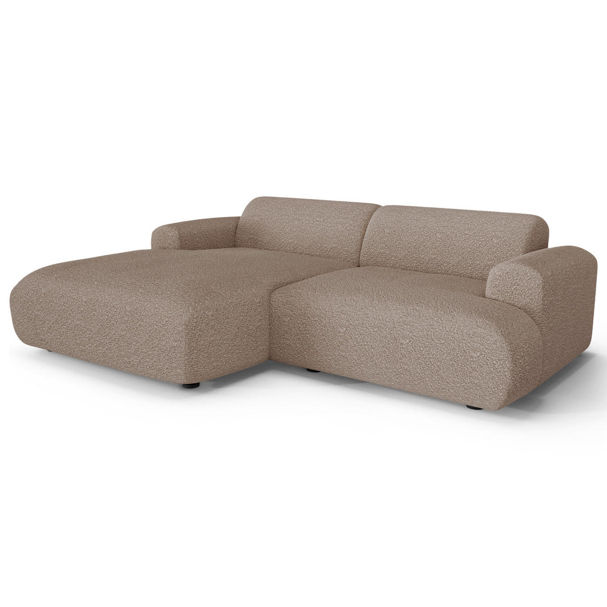 ECKSOFA LINKS Bouclé-Stoff Taupe 266cm - Taupe, Textil (165/266cm) - Sia Home