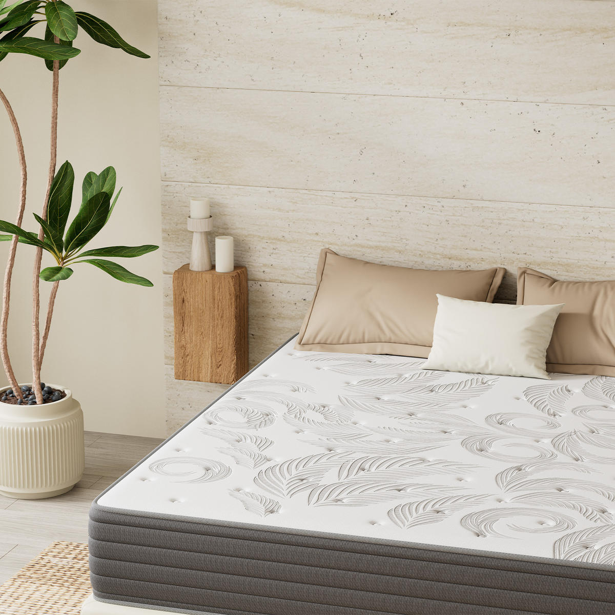 MATRATZE mit Taschenfederkern H3,90x200x22cm - Weiß, Textil (90/200cm) - HOMAVO