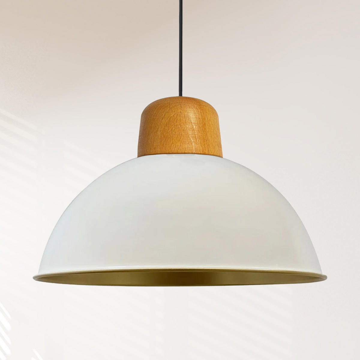 PENDELLEUCHTE Lipeo Vintage 40/23 - Goldfarben/Weiß, Holz/Metall (23/40/40cm) - Bamyum
