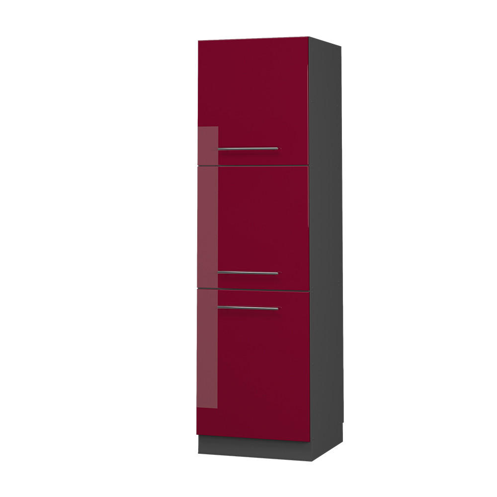 HERDUMBAUSCHRANK Fame-Line Bordeaux Hochglanz 60 cm - Bordeaux/Anthrazit, Holzwerkstoff (60/206.8/58cm) - Vicco