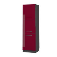 HERDUMBAUSCHRANK Fame-Line Bordeaux Hochglanz 60 cm - Bordeaux/Anthrazit, Holzwerkstoff (60/206.8/58cm) - Vicco