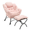 LOUNGESESSEL Set mit Hocker Flanell, Metallgestell 69,9/64/95 cm Rosa - Rosa, Textil (69.9/95/64cm) - Redom