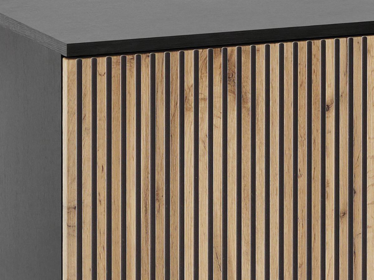 NACHTSCHRANK Graphit, Wotan Eichefarben 54 cm Deo - Eiche Wotan/Schwarz, Naturmaterialien/Metall (54/56/39cm) - Graingold