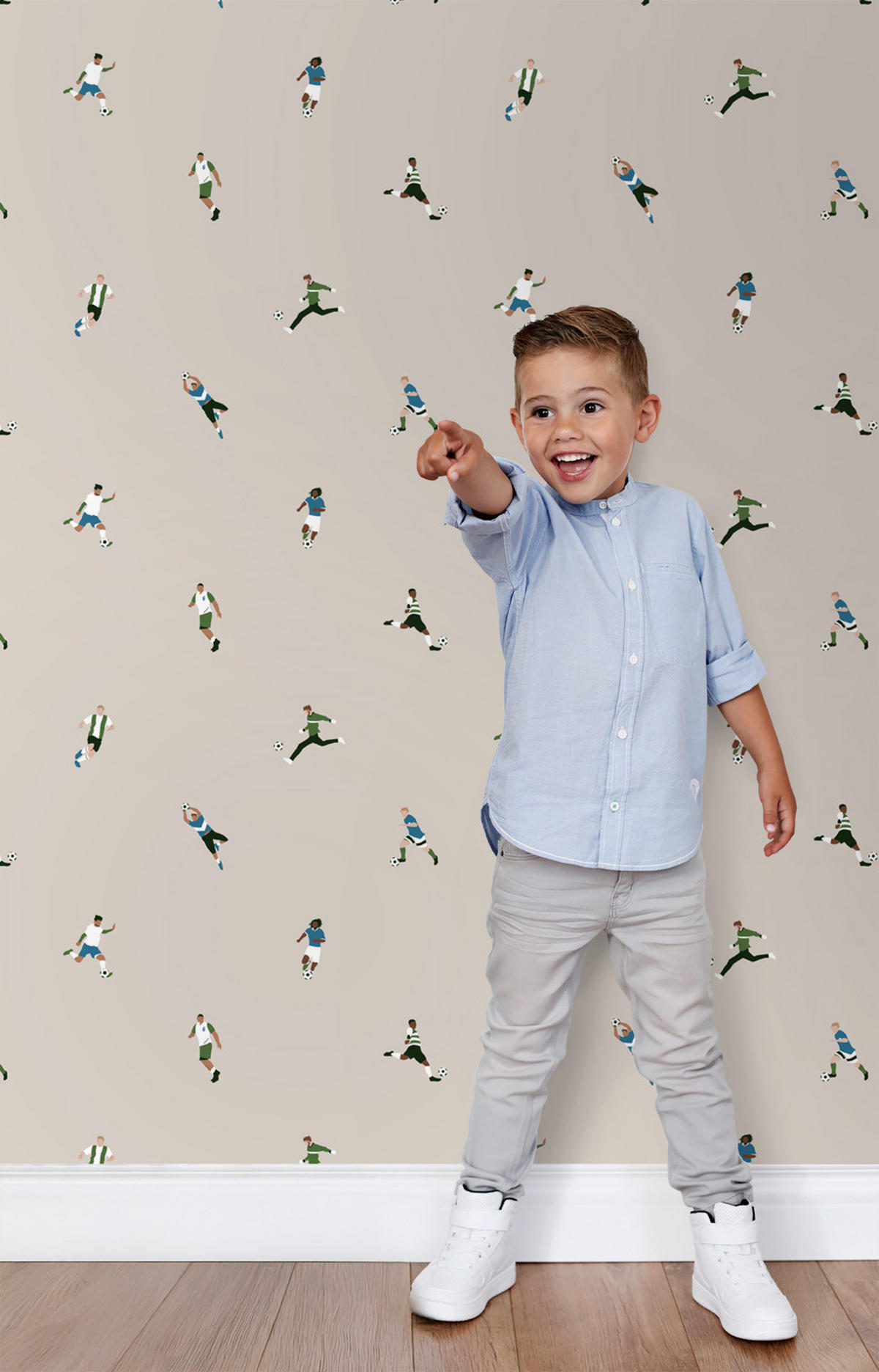 TAPETE Fußballspieler 50 x 900 cm - Beige, Papier (50/0.1cm) - ESTAhome