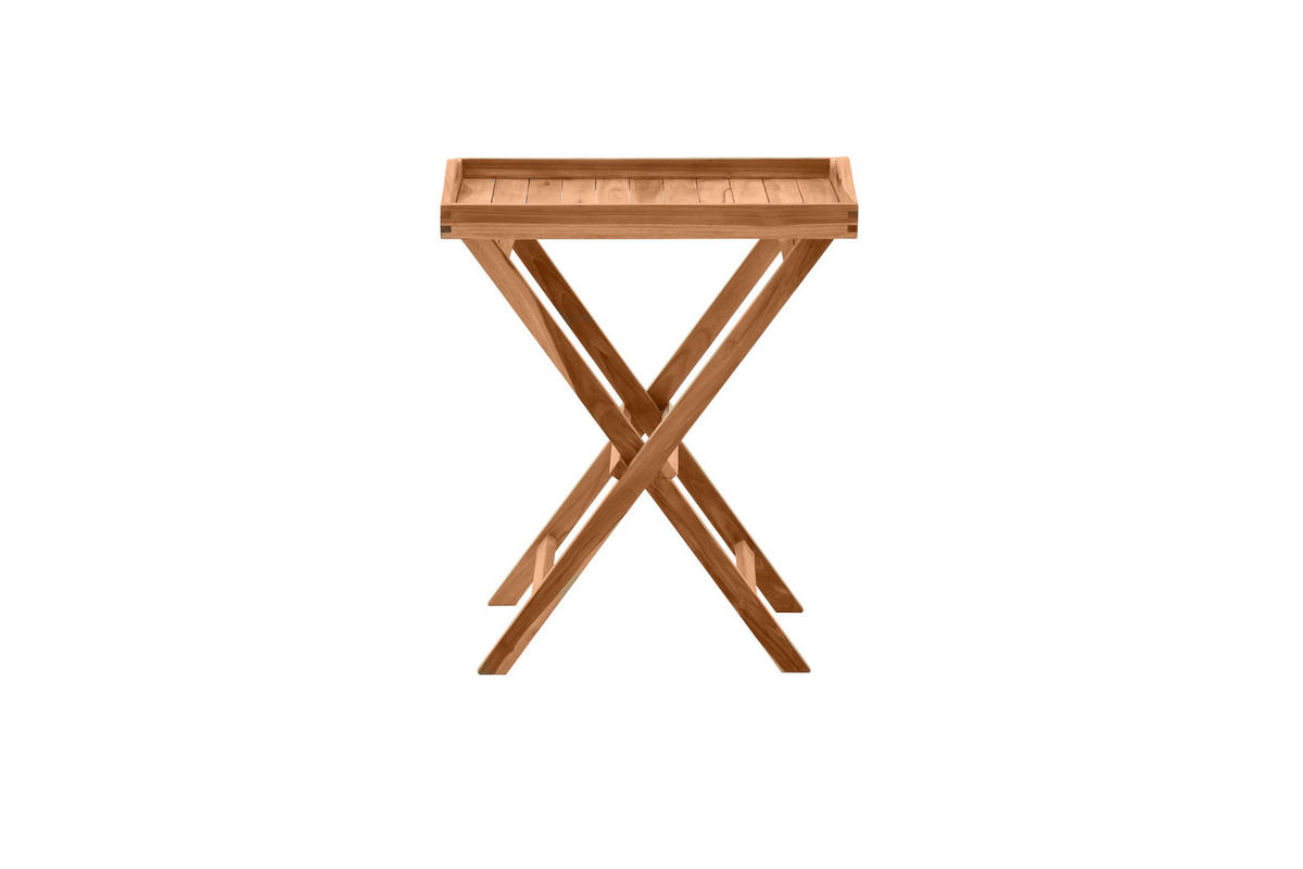SERVIERTISCH Teaka mit abnehmbarem Tablett, 60x40 cm,Teakholz, klappbar - Naturfarben, Holz (40/60/65cm) - TPFGarden