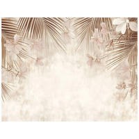 FOTOTAPETE Blätter Vintage Beige Beton Wohnzimmer Tapete 350x250 - Beige, Papier (350/250cm) - Wallarena