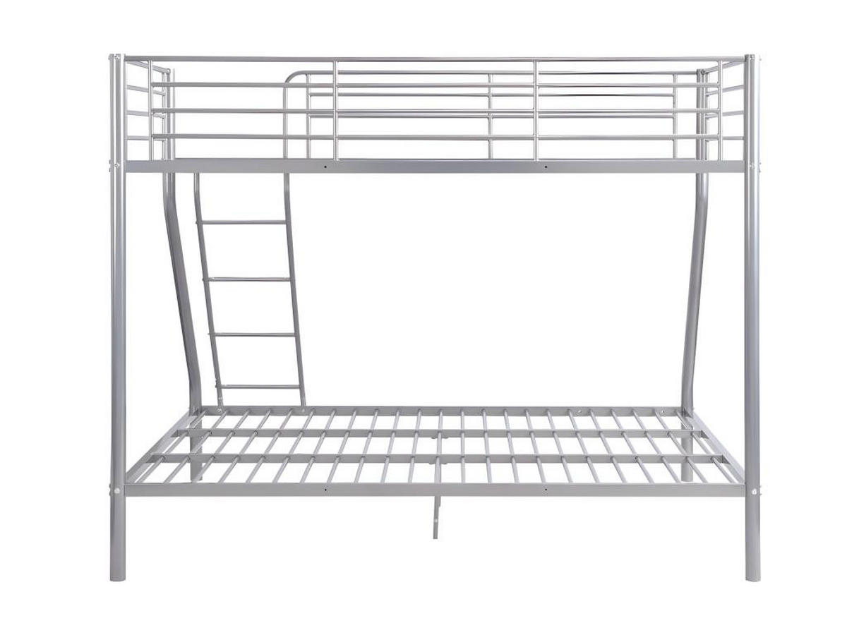 ETAGENBETT + Lattenrost - 90 x 190 & 140 x 190 cm - Metall - Silberbarfen - ELEVATIO III - Silberfarben, Metall - Vente-Unique