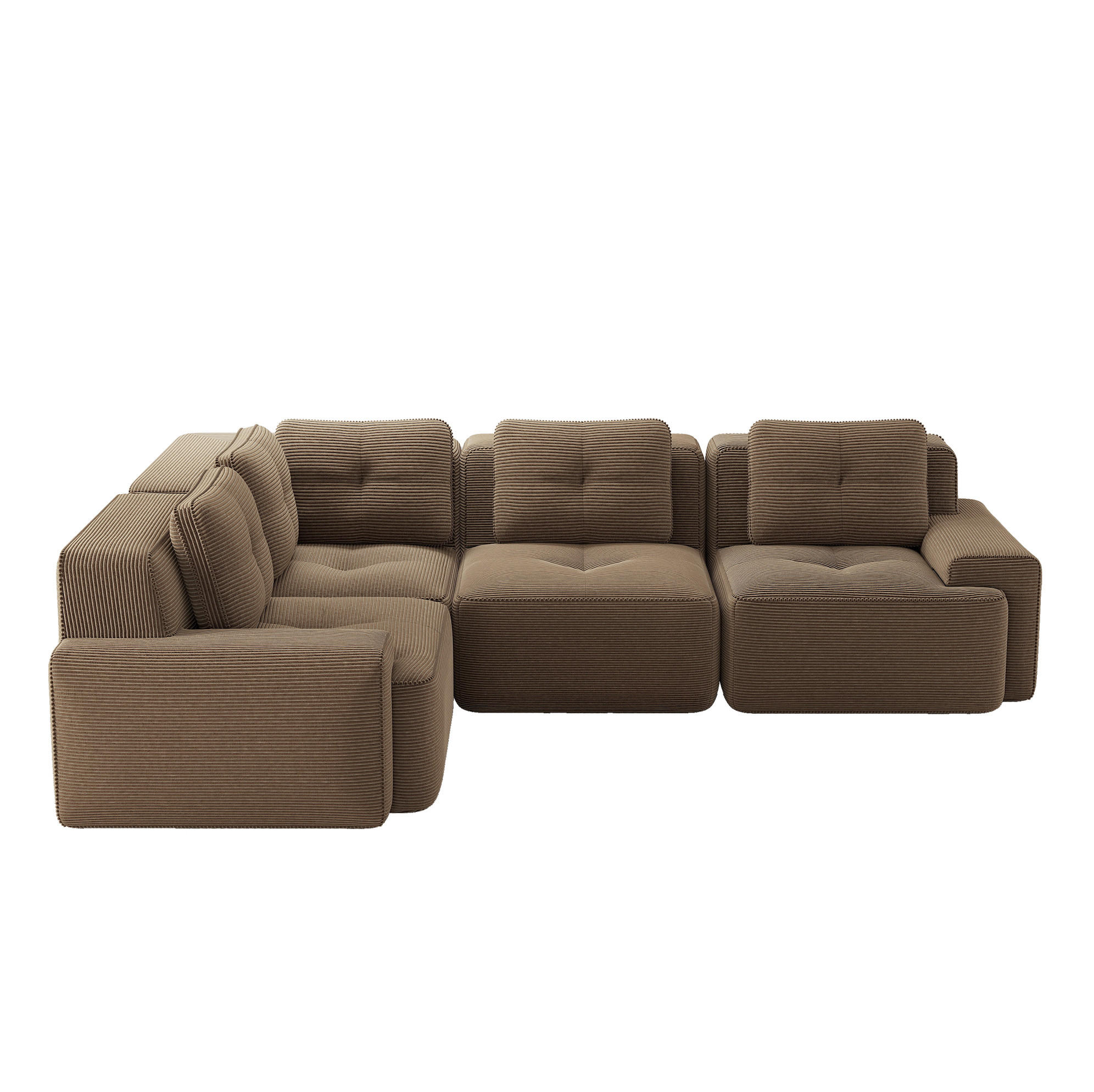 ECKSOFA aus Cord mit modularem Design und breiten Armlehnen Braun - Braun, Textil (104/382cm) - Modenvie