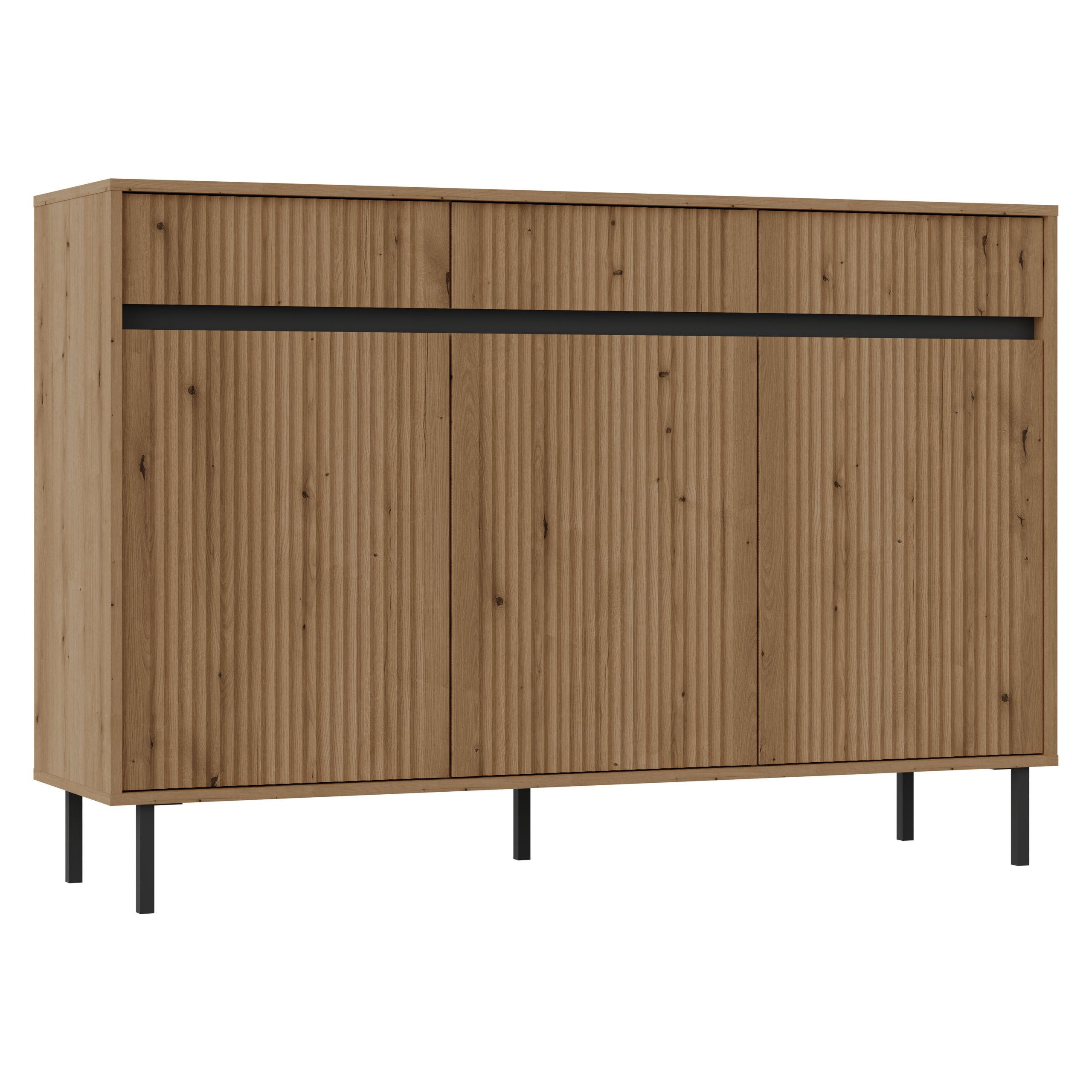 SIDEBOARD OSTIA 149/100/40 cm mit 3 Schubladen 3 Türen Goldfarben - Goldfarben, Holzwerkstoff (149/100/40cm) - MASSENO