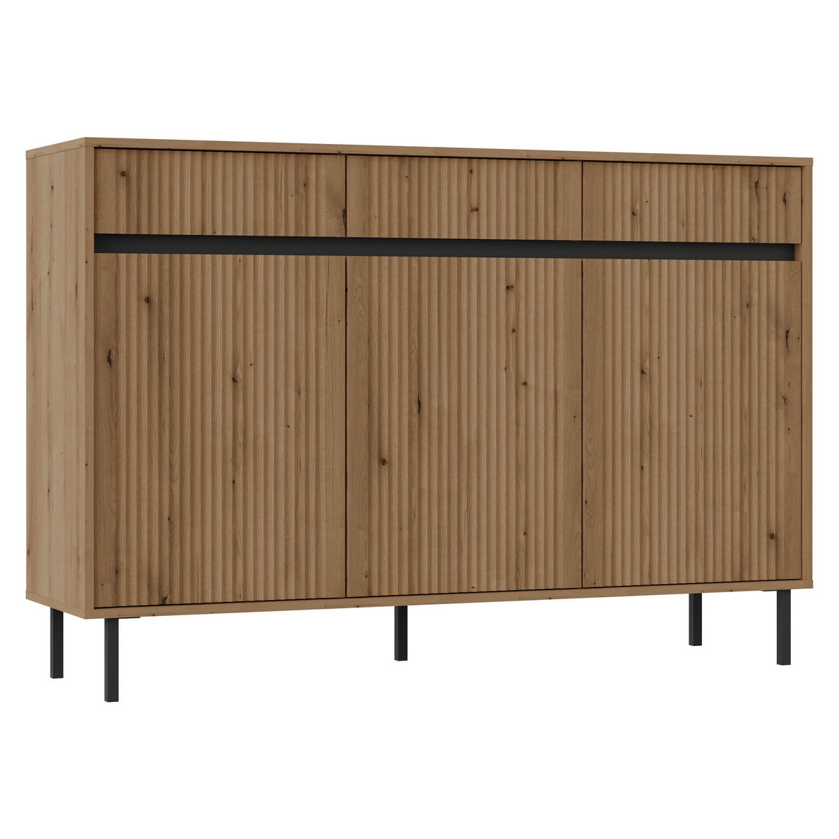 SIDEBOARD OSTIA 149/100/40 cm mit 3 Schubladen 3 Türen Goldfarben - Goldfarben, Holzwerkstoff (149/100/40cm) - MASSENO
