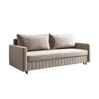 SCHLAFSOFA MARO, Sofa mit Schlaffunktion und Bettkasten, Farbe: Beige, Veloursstoff - Beige, Textil (217/92/85cm) - Sepro Meble