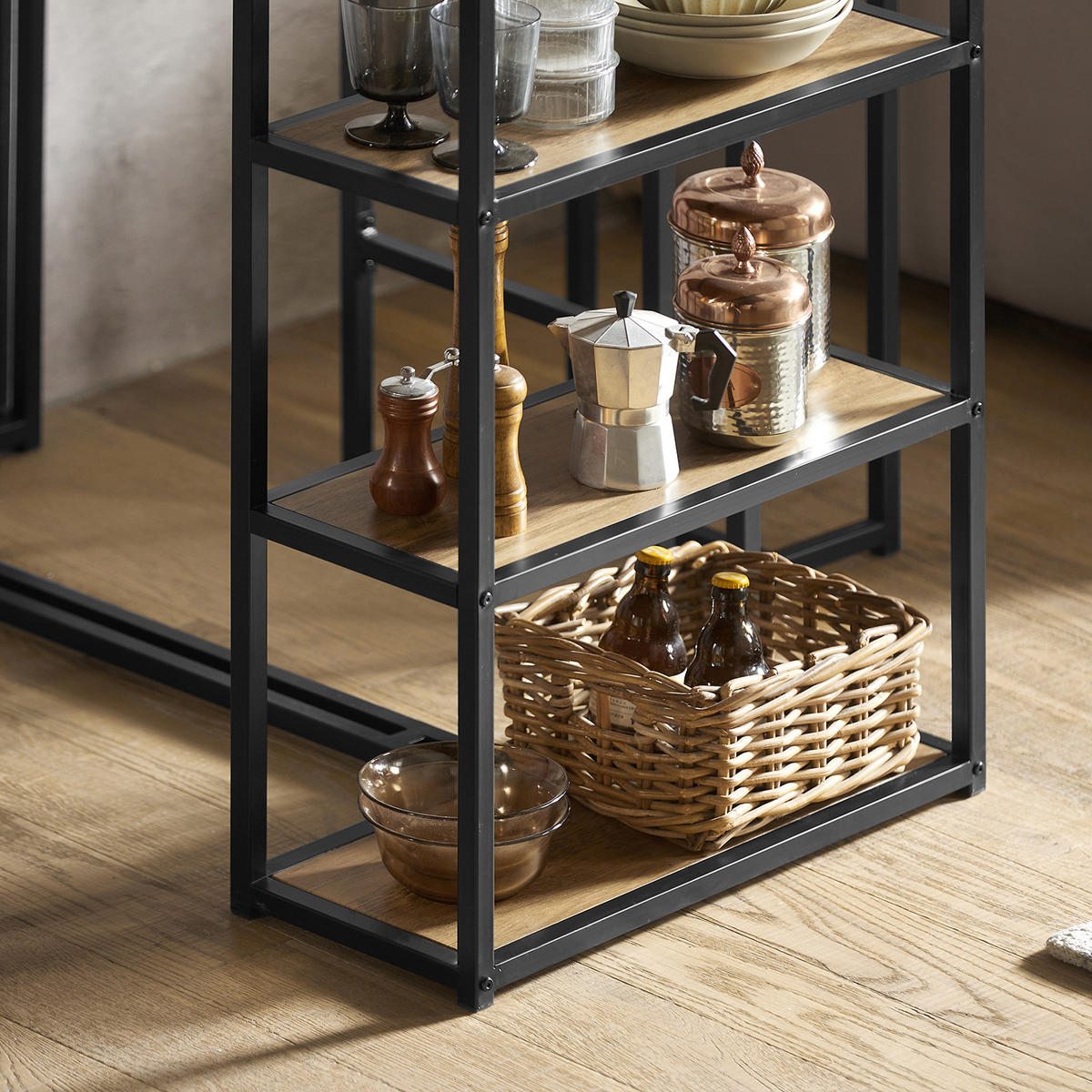 BARTISCH + 2 x BARSTÜHLE - Braun, Holzwerkstoff/Metall (110/97/61cm) - SoBuy