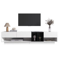 TV Lowboard 190x40x34 cm, 3 Schubladen, offenes Fach, Weiß - Weiß, Glas (190/34/40cm)