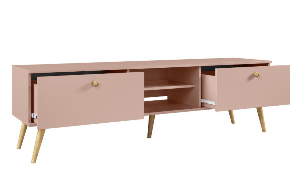 TV-SCHRANK Rosa Boho Skandinavisch Holzbeine - Rosa, Holzwerkstoff (170/50/41cm) - Sepro Meble
