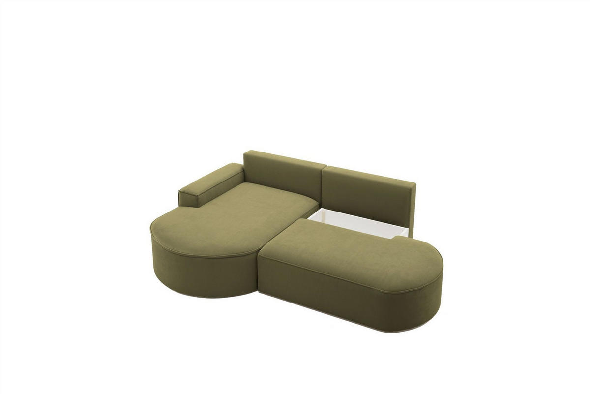 ECKSOFA Girona Mit Schlaffunktion - Grün, Holzwerkstoff/Textil (278/179cm) - Fun Möbel