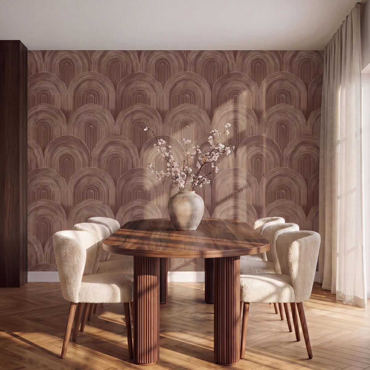 TAPETE - Rhythmic - Aufschlag - Braun - 280x200 cm - Dunkelbraun, Papier (280/200cm) - OnlyWow