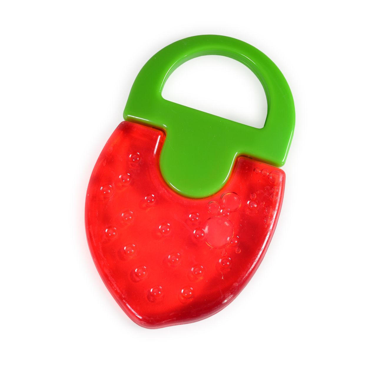 BEISSRING Erdbeere T2210 rot Kühlbeißring als Zahnungshilfe massiert und lindert - Grün, Kunststoff (8/13cm) - Moni