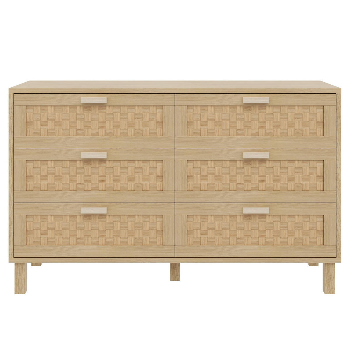 KOMMODE aus Spanplatte 120x75x40cm in Natur mit 6 Schubladen - Naturfarben, Holzwerkstoff (120/75/40cm) - Modfu