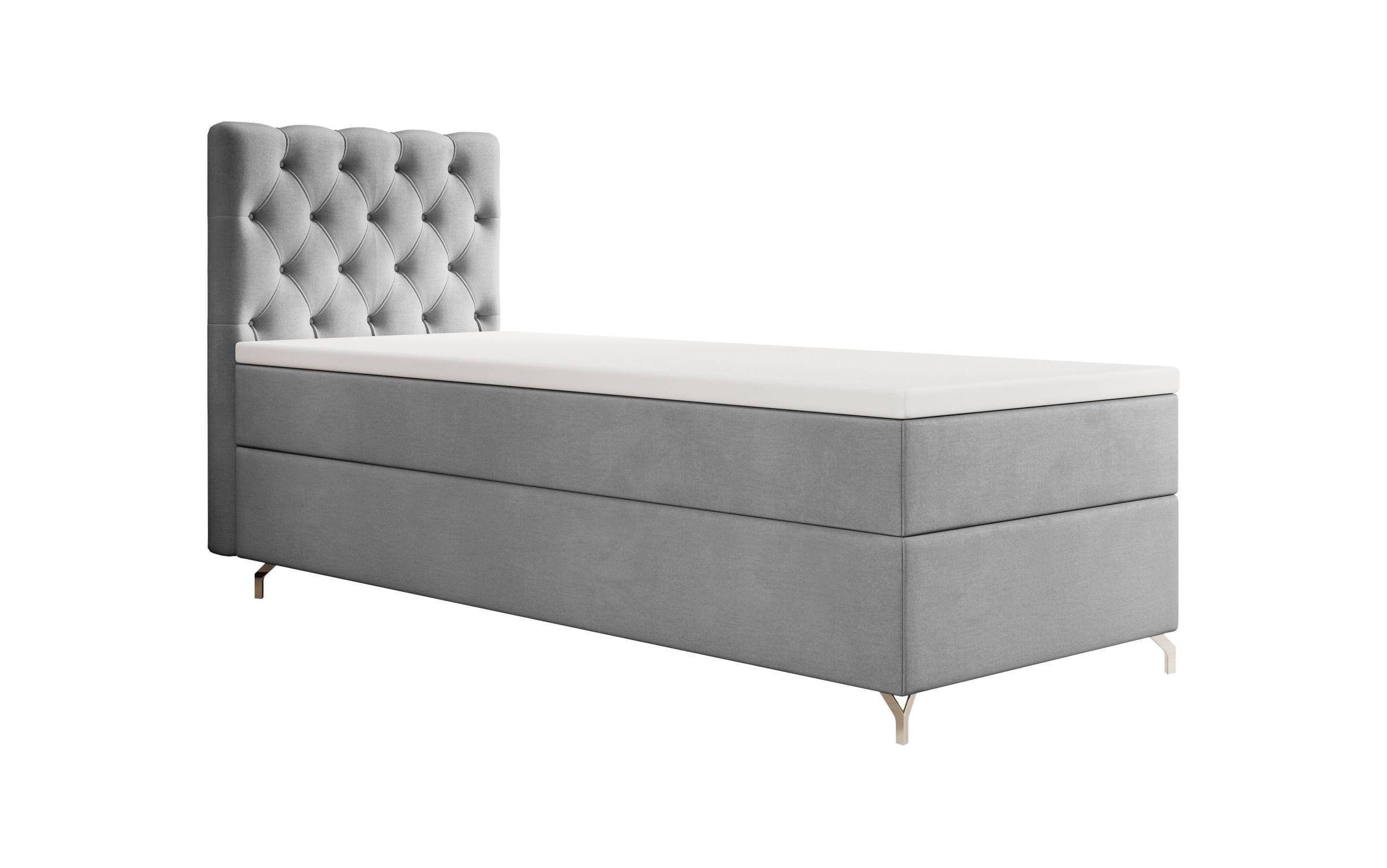 BOXBETT CHESTER P mit Matratze H3, Bonell und Topper 100x200 Monolith 84 - Hellgrau, Textil (100/200cm) - Bedante