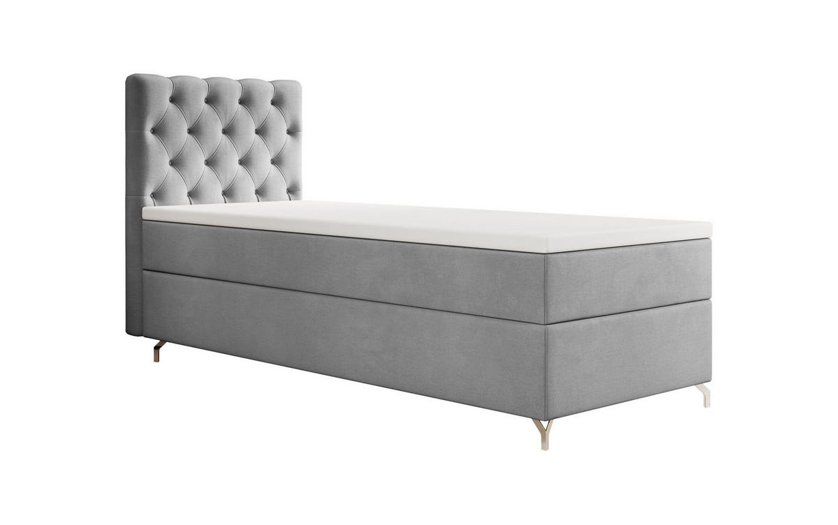 BOXBETT CHESTER P mit Matratze H3, Bonell und Topper 100x200 Monolith 84 - Hellgrau, Textil (100/200cm) - Bedante