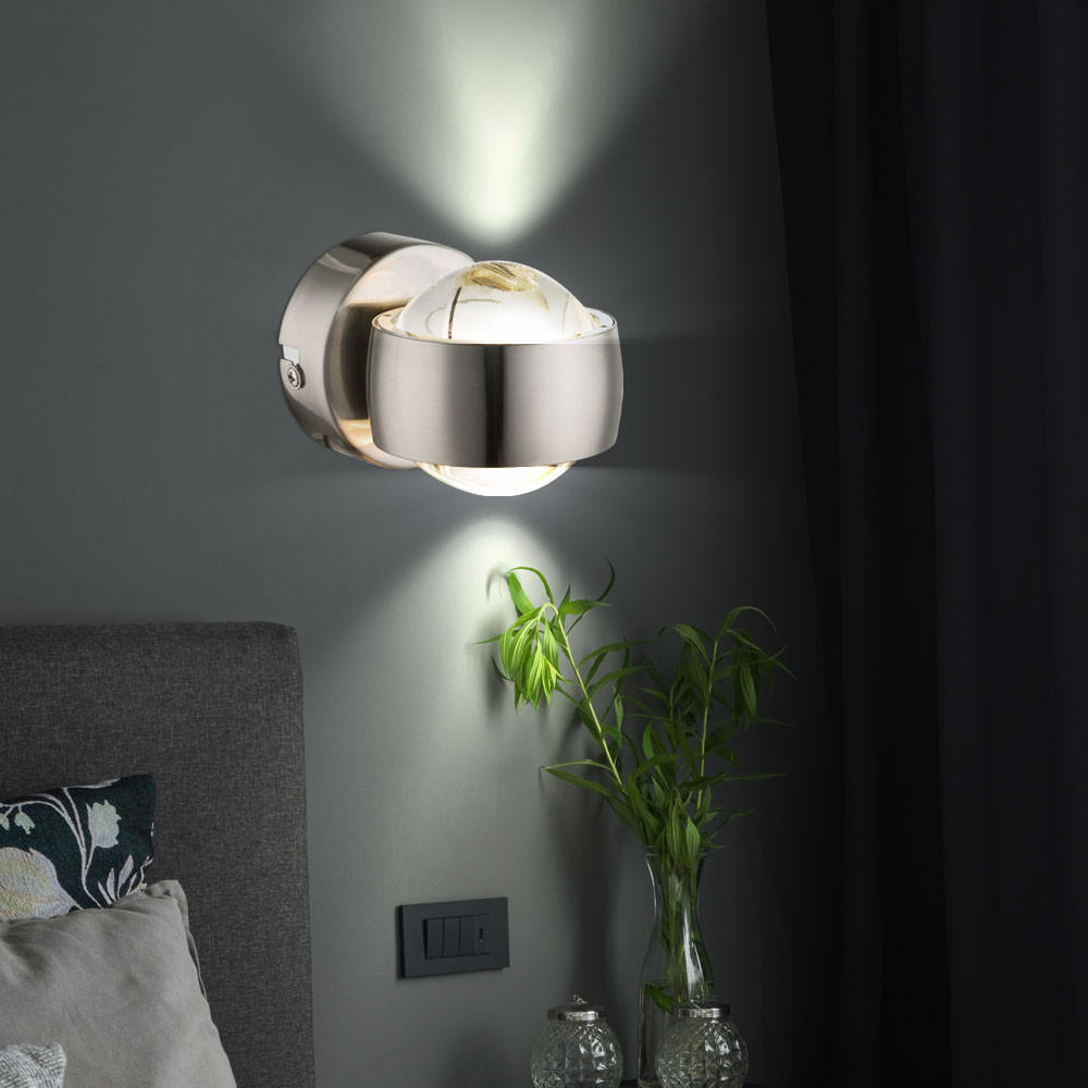 LED WANDLEUCHTE Randi Silber Glas - Silberfarben, Glas (7.5/10/10cm) - Globo Lighting