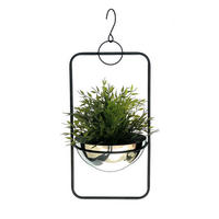 BLUMENAMPEL mit Topf Silber Metall 54 cm 96083 M - Schwarz, Metall (20/10/20cm) - DanDiBo