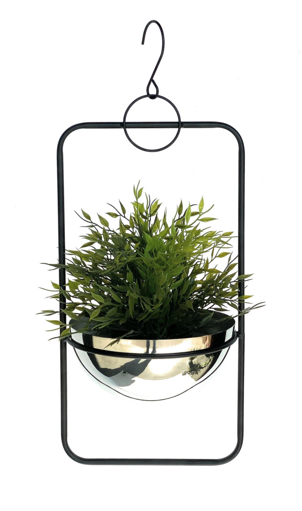 BLUMENAMPEL mit Topf Silber Metall 54 cm 96083 M - Schwarz, Metall (20/10/20cm) - DanDiBo