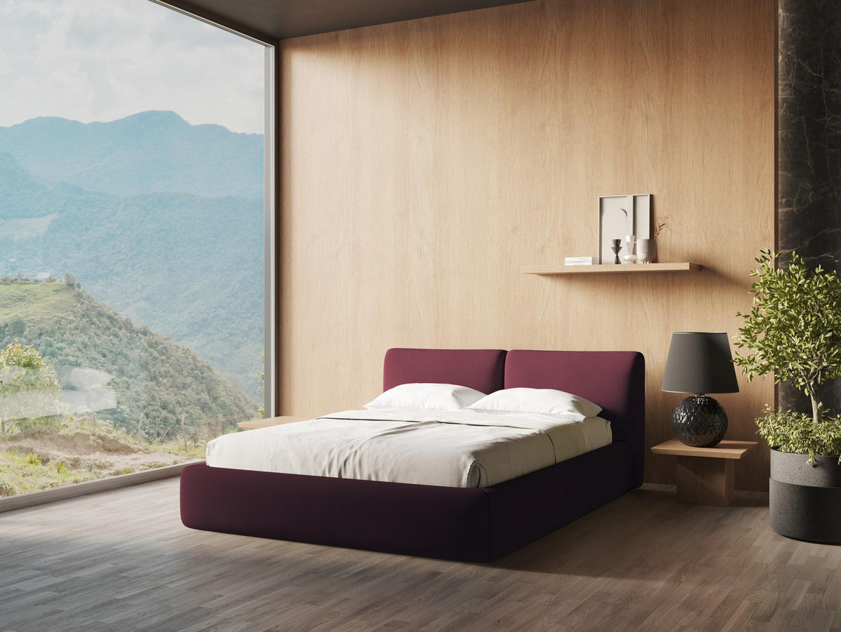 POLSTERBETT mit Bettkasten und Lattenrost 180x228 Rot - Rot/Weinrot, Kunststoff/Textil (160/200cm) - Makamii