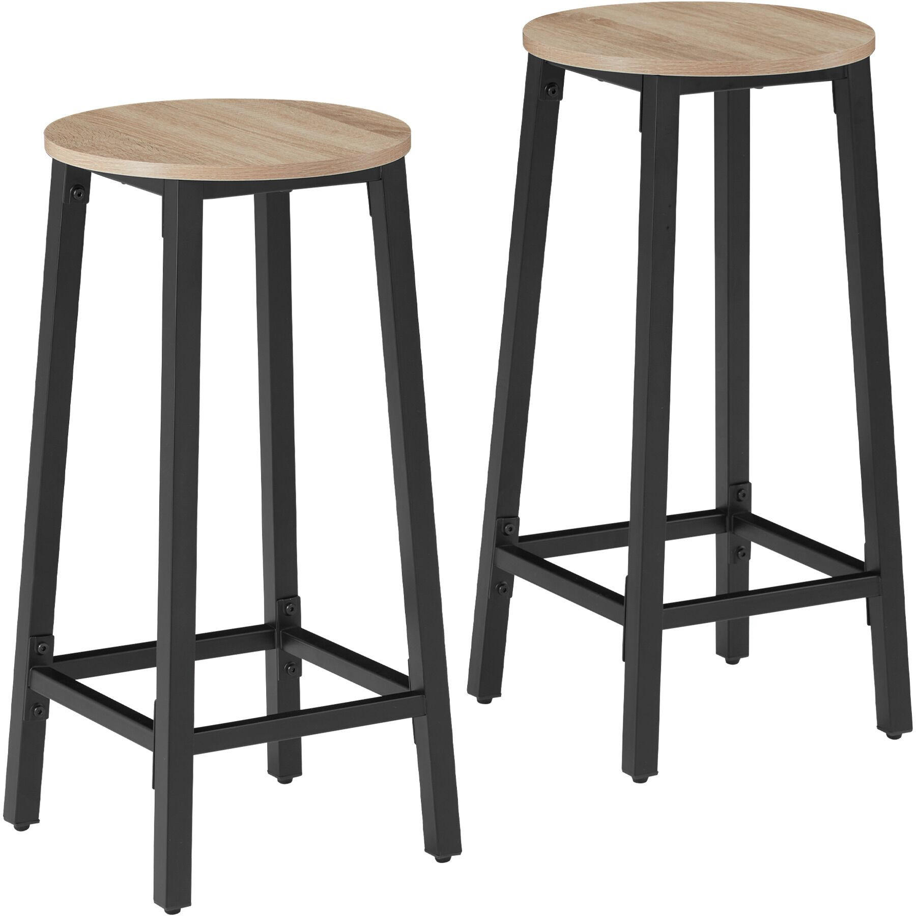 BARHOCKER 2er Set Corby,Sitzhöhe 66 cm,Industrial Holz hell - Naturfarben, Holz (32/66/32cm) - tectake