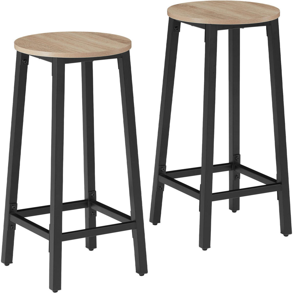 BARHOCKER 2er Set Corby,Sitzhöhe 66 cm,Industrial Holz hell - Naturfarben, Holz (32/66/32cm) - tectake